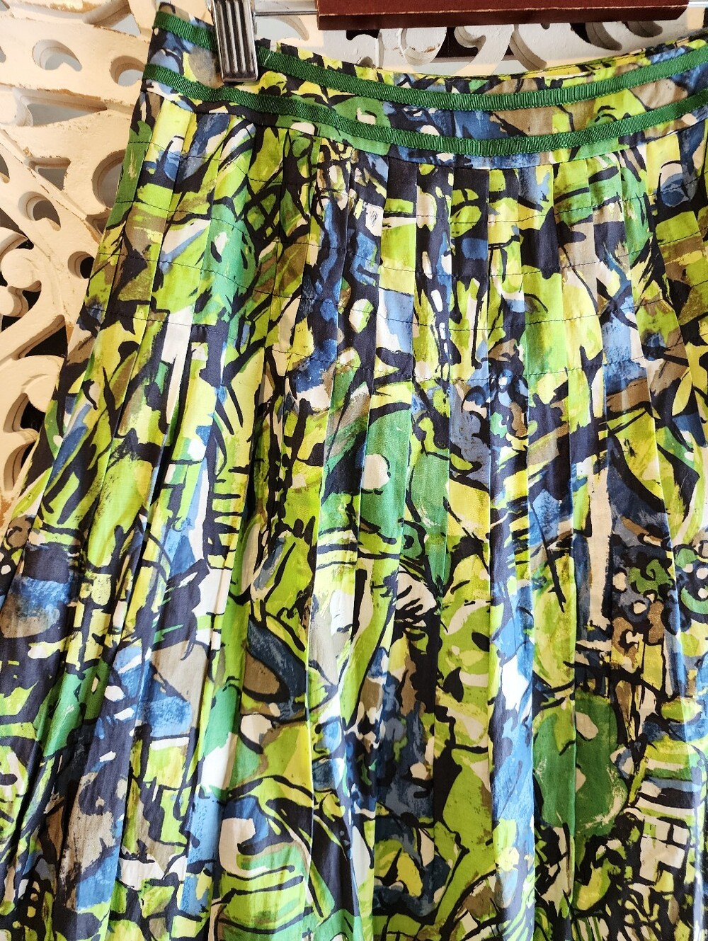 SEPT FOIS ABSTRACT PRINT PLEATED CIRCULAR SKIRT KNEE LENGTH FULLY LINED SZ 38 - Picture 5 of 13